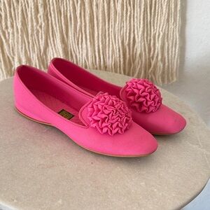 Daniel Green Vintage Vibrant Pink Slippers with Rosette Detail Sz 8